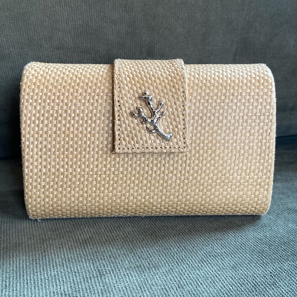 India Hicks x Crabtree & Evelyn Island Living Paper Straw Clutch Bag Minaudière - Picture 2 of 13